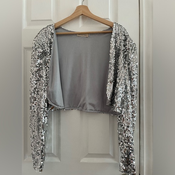 Anna-Kaci Silver Sequins Boléro Jacket sz L - Picture 6 of 8